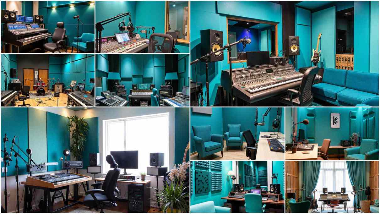 15+ Turquoise-Themed Recording Studio Spaces