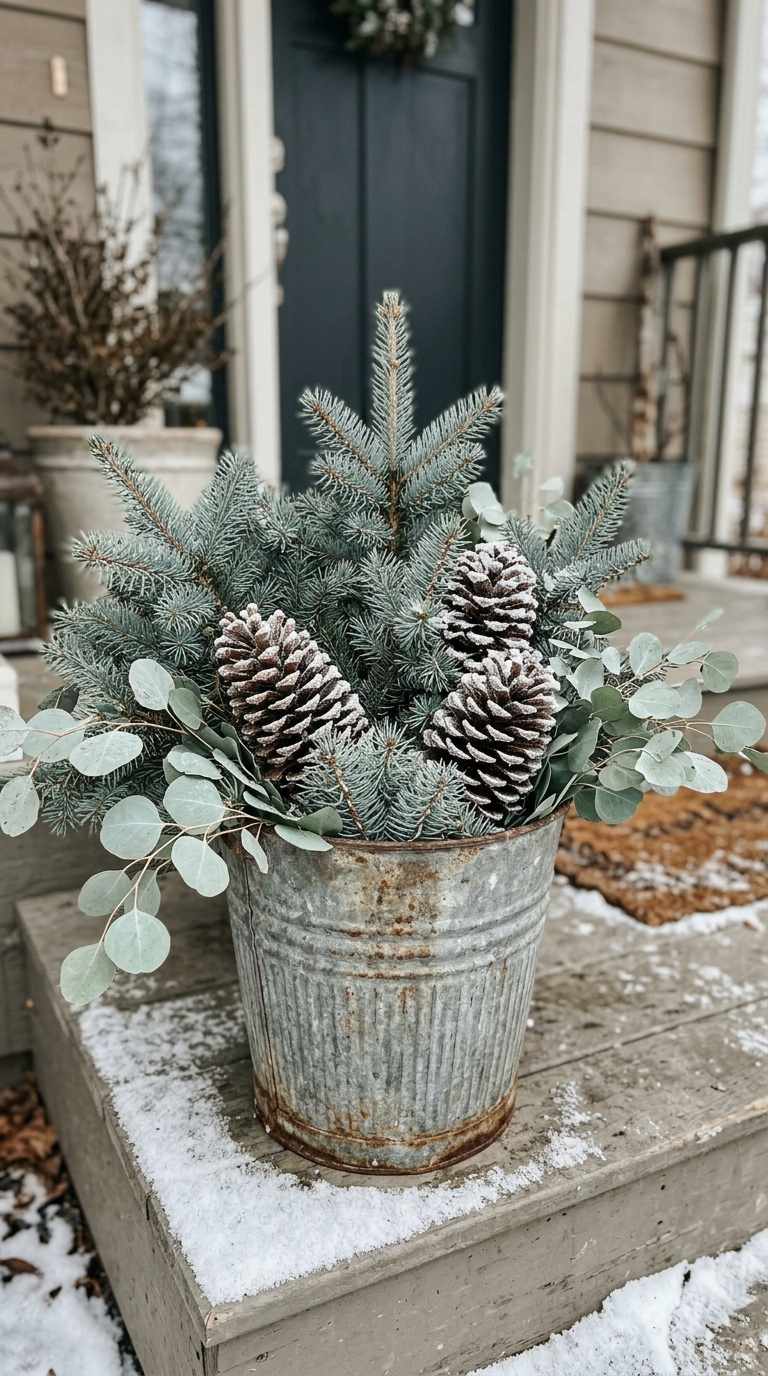 20+ Gorgeous Winter Porch Pot Ideas to Brighten Cold Months